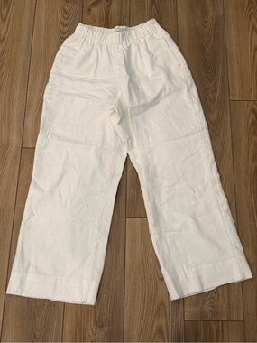 Abercrombie Off White Wide Leg Linen Blend Pants
